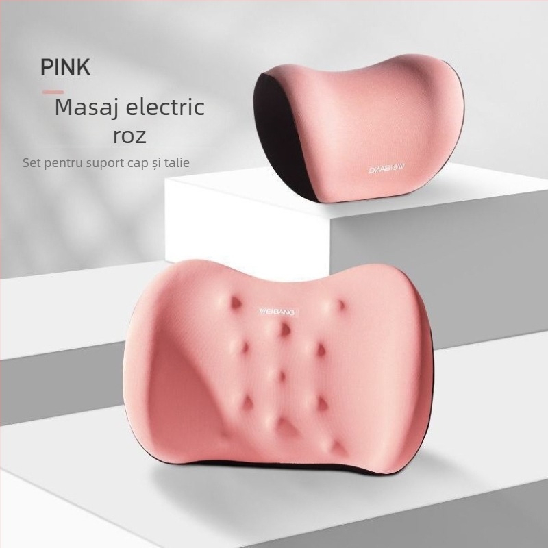 Perne de susținere lombară pentru mașină cu masaj electric, umplutură din spumă cu memorie, husă din bumbac 100%, potrivită pentru toate anotimpurile