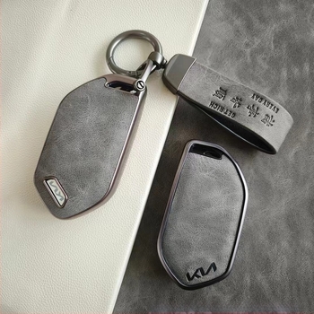 Carcasă pentru cheie Kia EV5 din TPU, textură piele, cu cataramă – husă protectoare simplă