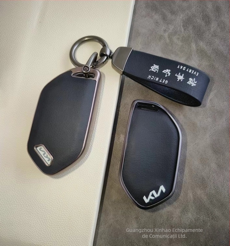 Carcasă pentru cheie Kia EV5 din TPU, textură piele, cu cataramă – husă protectoare simplă