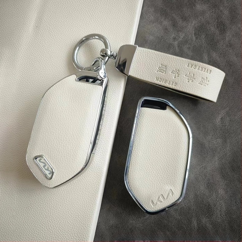Carcasă pentru cheie Kia EV5 din TPU, textură piele, cu cataramă – husă protectoare simplă
