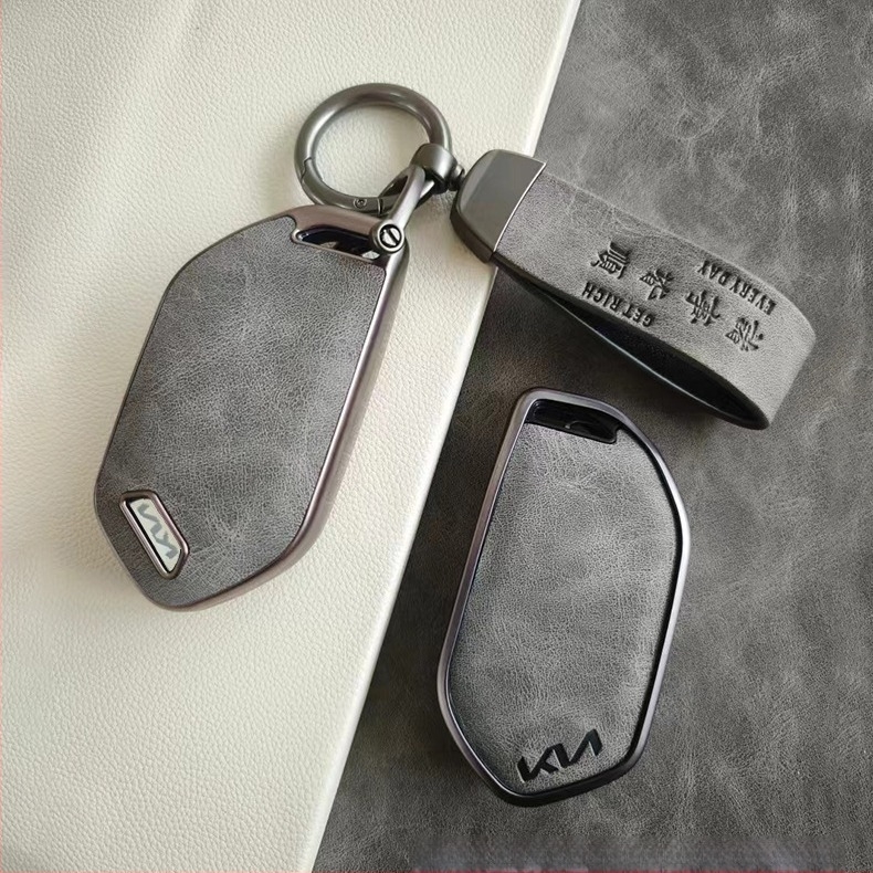 Carcasă pentru cheie Kia EV5 din TPU, textură piele, cu cataramă – husă protectoare simplă