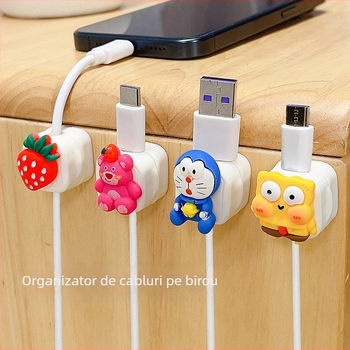 Organizator de cabluri pentru birou cu prindere magnetică pentru cabluri de date și încărcare, design drăguț de desen animat, material ABS; importat: Nu; categorie: alte echipamente de finisare și protecție împotriva prafului