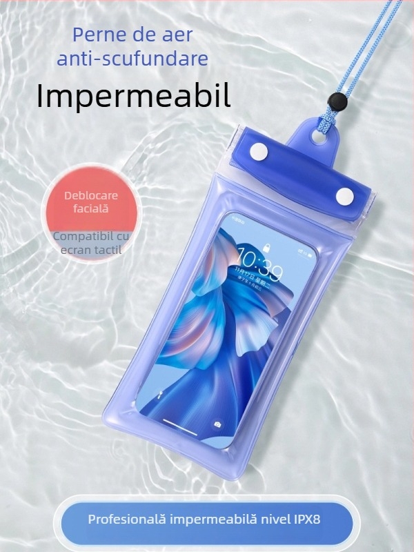 Husă impermeabilă pentru telefon cu airbag, ecran tactil, 8 niveluri de impermeabilitate, filmări subacvatice, pentru rafting și activități în aer liber