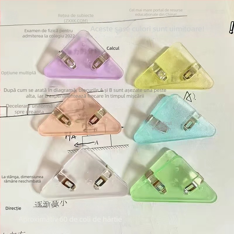 Clip de colț pentru dosare, design triunghiular, plastic, model 501, Official Recovery