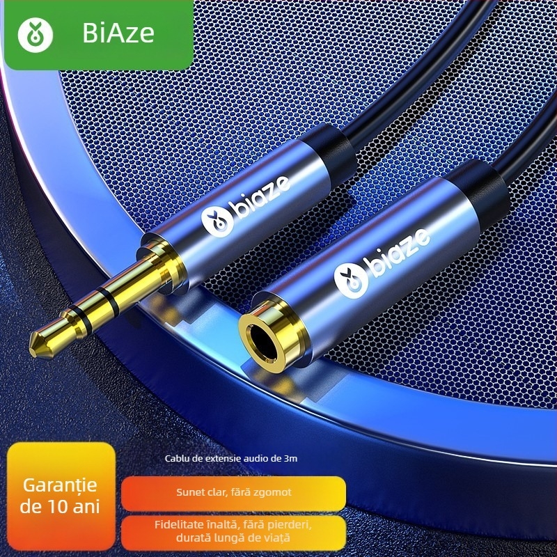 Cablu de extensie audio 3,5 mm, masculin la feminin, Biaz Y8, 20 g, Mai 2023