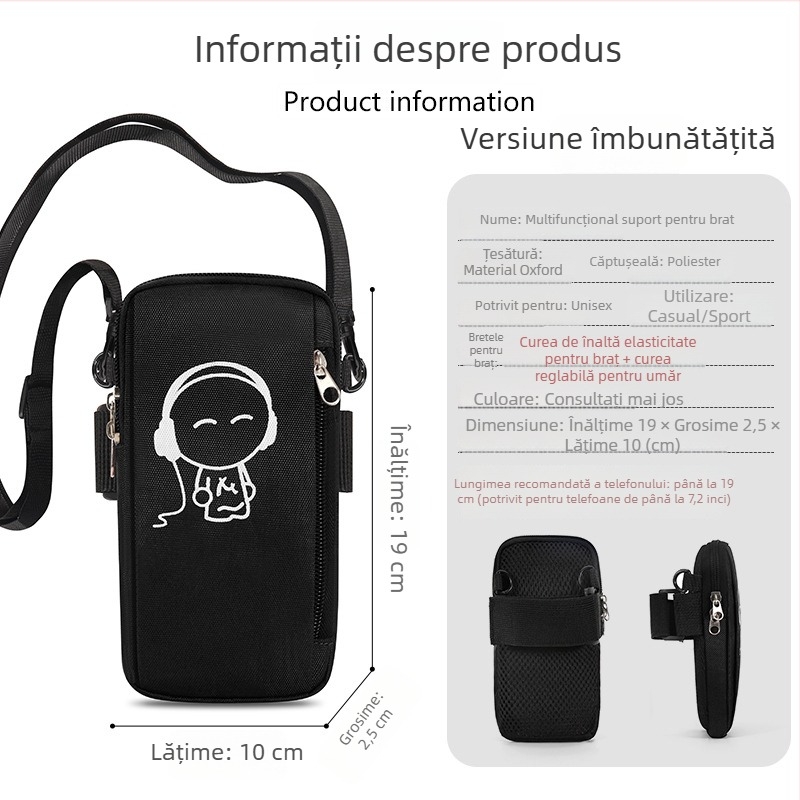 Geantă de braț pentru telefon, unisex, Oxford, impermeabilă, ușoară