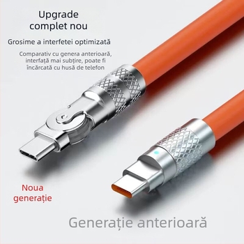 Cablu Android rotativ, încărcare rapidă 240W cu LED, pentru Huawei, Honor, Xiaomi și telefoane ViOP pentru gaming