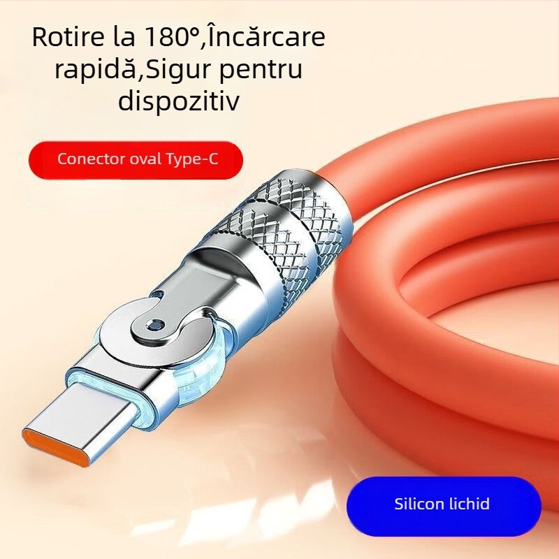 Cablu Android rotativ, încărcare rapidă 240W cu LED, pentru Huawei, Honor, Xiaomi și telefoane ViOP pentru gaming
