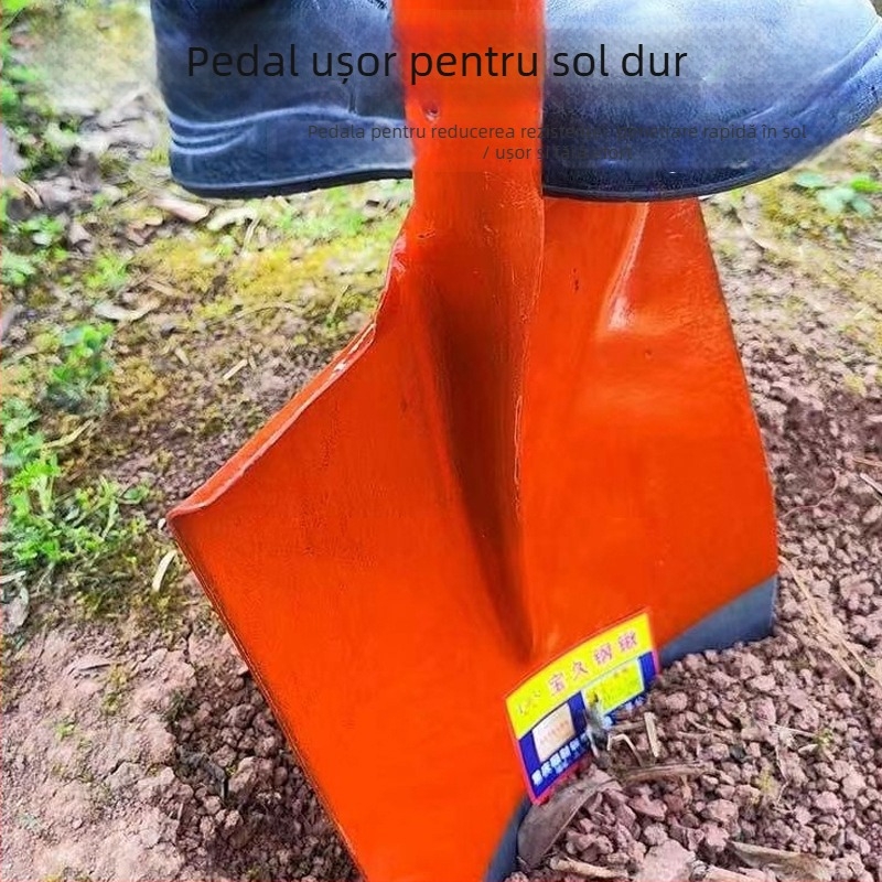 Lopată din oțel mangan cu lamă pătrată pentru uz agricol și în aer liber