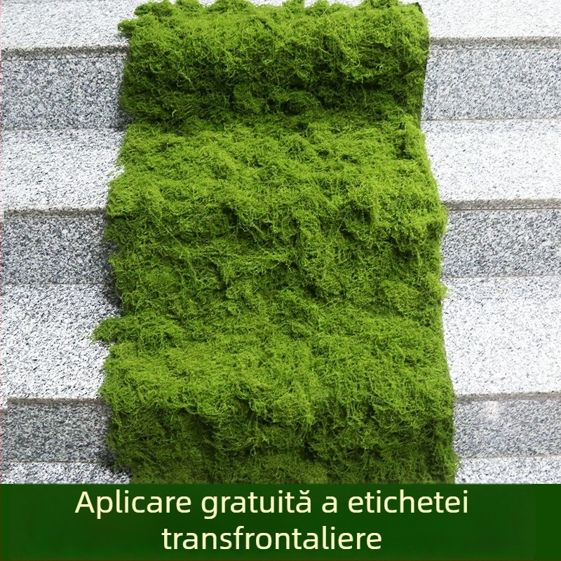 Covor cu mușchi artificial – textură flocată, poliester + țesătură nețesută, decor micro-peisaj, personalizabil, ambalare: pungă Opp