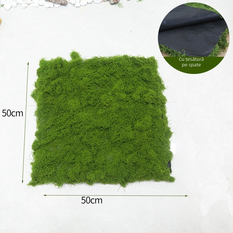 Covor cu mușchi artificial – textură flocată, poliester + țesătură nețesută, decor micro-peisaj, personalizabil, ambalare: pungă Opp