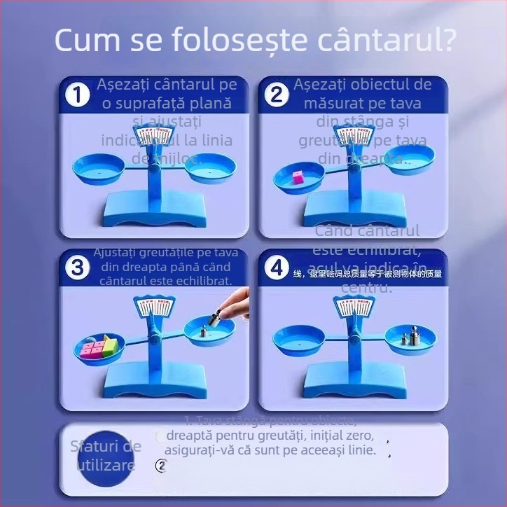 Balanță de învățare – Material PP, Potrivit pentru copii 3–6 ani, Set cu tavă și greutăți