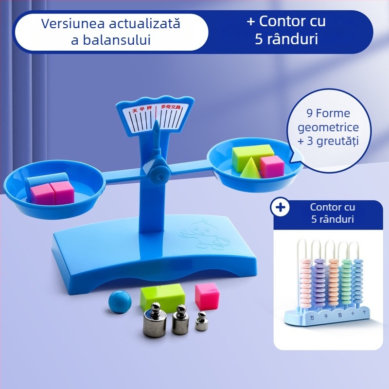 Balanță de învățare – Material PP, Potrivit pentru copii 3–6 ani, Set cu tavă și greutăți