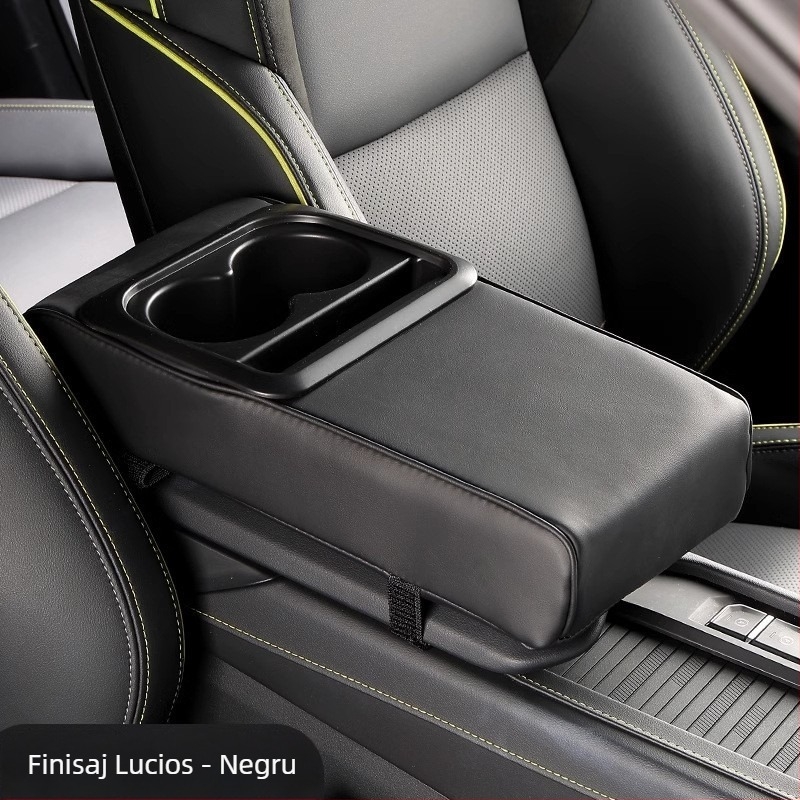 Realmas suport universal pentru cotieră auto, cu suport pentru pahar, din piele, personalizabil, greutate 0,4 kg