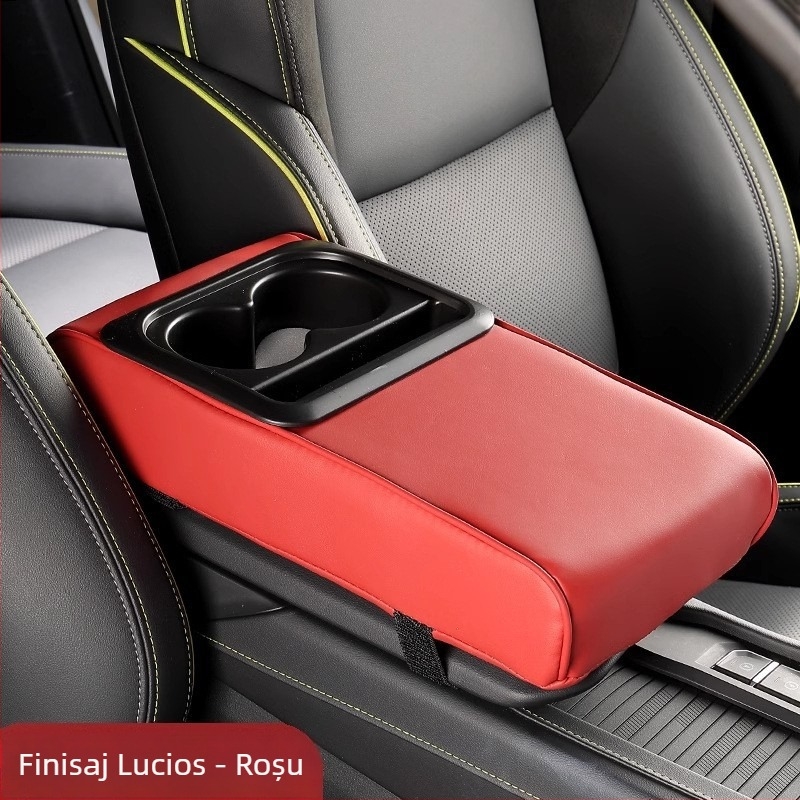 Realmas suport universal pentru cotieră auto, cu suport pentru pahar, din piele, personalizabil, greutate 0,4 kg