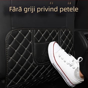 Pernă pentru spătarul scaunului auto - piele; umplutură poliester; model grilă diamant; pentru toate anotimpurile