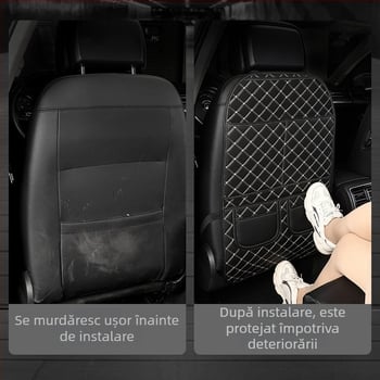 Pernă pentru spătarul scaunului auto - piele; umplutură poliester; model grilă diamant; pentru toate anotimpurile
