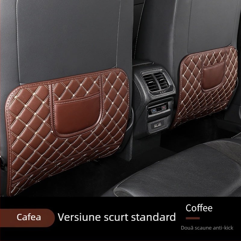 Pernă pentru spătarul scaunului auto - piele; umplutură poliester; model grilă diamant; pentru toate anotimpurile