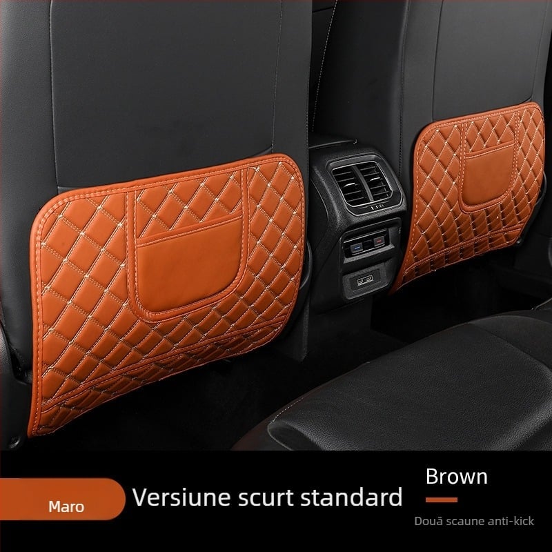 Pernă pentru spătarul scaunului auto - piele; umplutură poliester; model grilă diamant; pentru toate anotimpurile