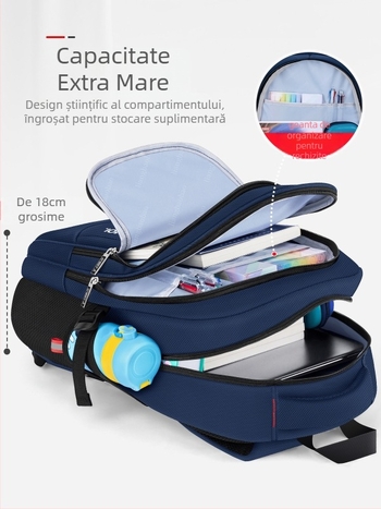Rucsac școlar pentru băieți – Capacitate mare, stil modern (Material: pânză Oxford; Funcții: respirabil, extensibil, reducere a încărcăturii; Curele de umăr curbate; Model: litere; An/Sezon: Primăvara 2024)