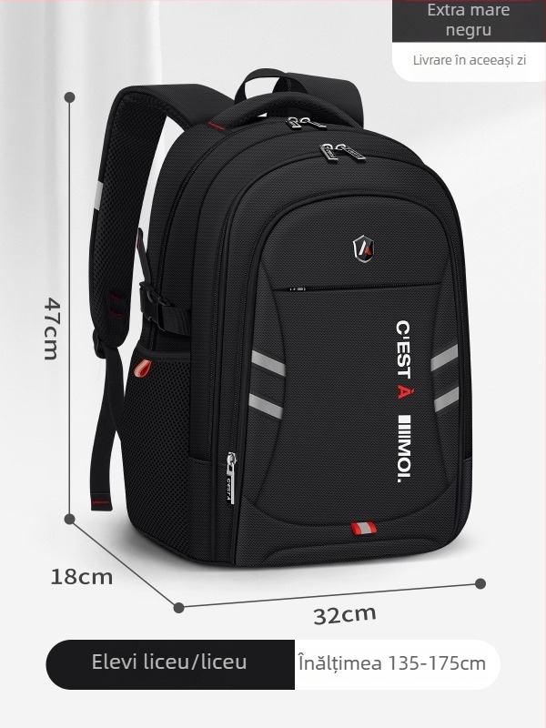 Rucsac școlar pentru băieți – Capacitate mare, stil modern (Material: pânză Oxford; Funcții: respirabil, extensibil, reducere a încărcăturii; Curele de umăr curbate; Model: litere; An/Sezon: Primăvara 2024)