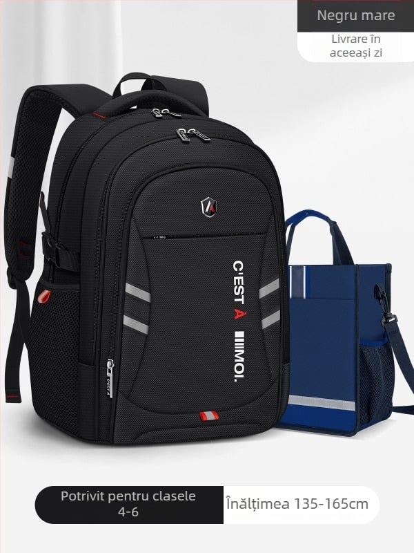 Rucsac școlar pentru băieți – Capacitate mare, stil modern (Material: pânză Oxford; Funcții: respirabil, extensibil, reducere a încărcăturii; Curele de umăr curbate; Model: litere; An/Sezon: Primăvara 2024)