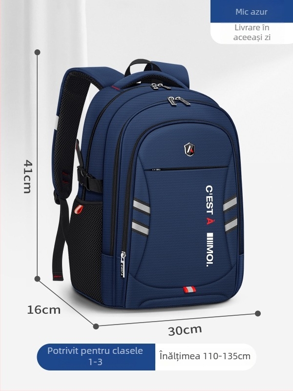 Rucsac școlar pentru băieți – Capacitate mare, stil modern (Material: pânză Oxford; Funcții: respirabil, extensibil, reducere a încărcăturii; Curele de umăr curbate; Model: litere; An/Sezon: Primăvara 2024)