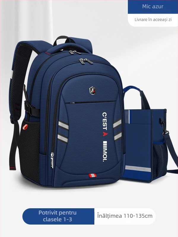 Rucsac școlar pentru băieți – Capacitate mare, stil modern (Material: pânză Oxford; Funcții: respirabil, extensibil, reducere a încărcăturii; Curele de umăr curbate; Model: litere; An/Sezon: Primăvara 2024)