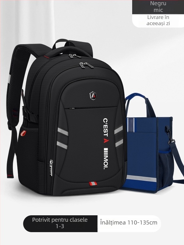 Rucsac școlar pentru băieți – Capacitate mare, stil modern (Material: pânză Oxford; Funcții: respirabil, extensibil, reducere a încărcăturii; Curele de umăr curbate; Model: litere; An/Sezon: Primăvara 2024)