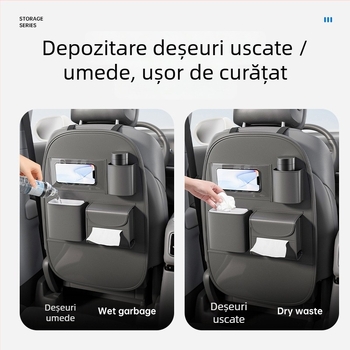Zaowu Geantă de depozitare din piele pentru spatele scaunului de mașină – organizator suspendat cu mâner