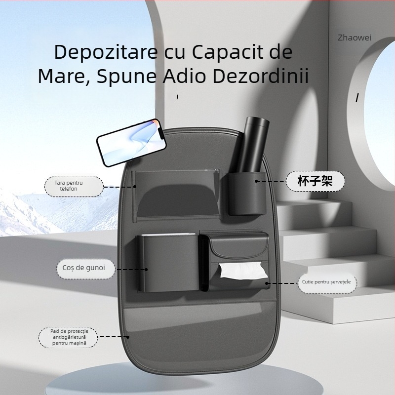 Zaowu Geantă de depozitare din piele pentru spatele scaunului de mașină – organizator suspendat cu mâner