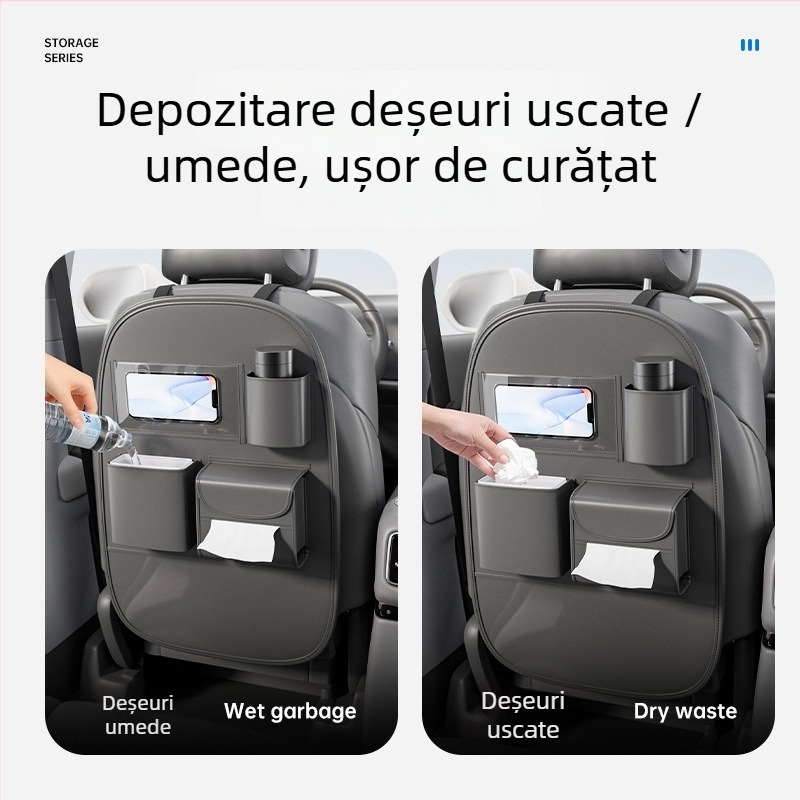Zaowu Geantă de depozitare din piele pentru spatele scaunului de mașină – organizator suspendat cu mâner