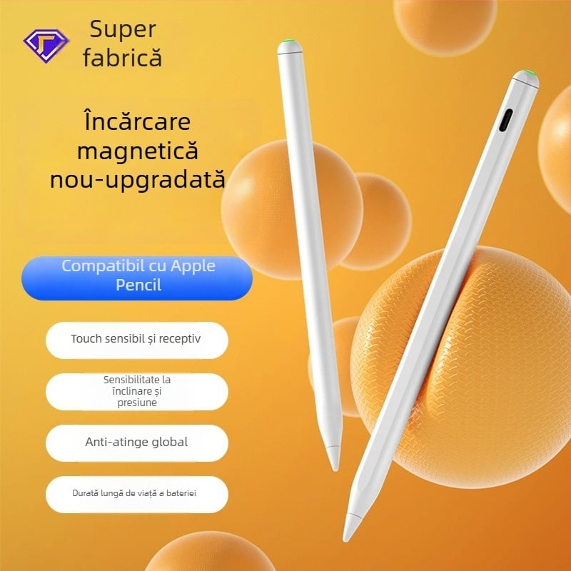Stylus capacitiv pentru iPad cu încărcare magnetică, compatibil cu Apple Pencil a 2-a generație, carcasă din plastic, set cu cutie de depozitare
