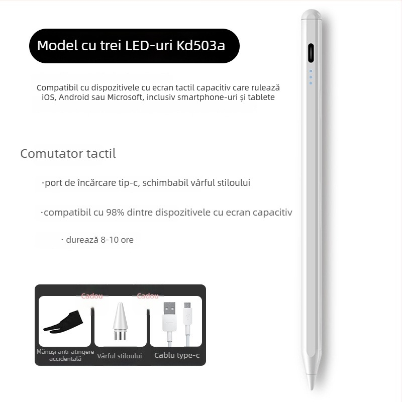 Stylus capacitiv pentru iPad cu încărcare magnetică, compatibil cu Apple Pencil a 2-a generație, carcasă din plastic, set cu cutie de depozitare
