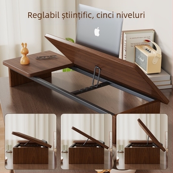 Suport reglabil pentru laptop și tabletă – suport de birou din lemn, model 2326298442773922304