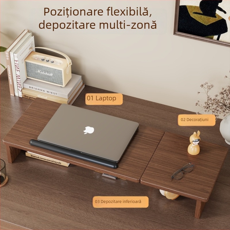 Suport reglabil pentru laptop și tabletă – suport de birou din lemn, model 2326298442773922304
