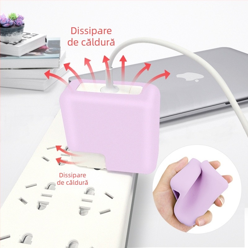 Carcasă protector din silicon pentru adaptorul MacBook, compatibil cu MacBook Pro/Air (60/61/67W, 40/75W, 30/35W)