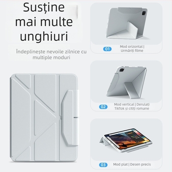 Carcasă protectoare pentru iPad Pro cu slot pentru stilou, atașare magnetică, TPU, design 2 în 1, disipare a căldurii, suport reglabil