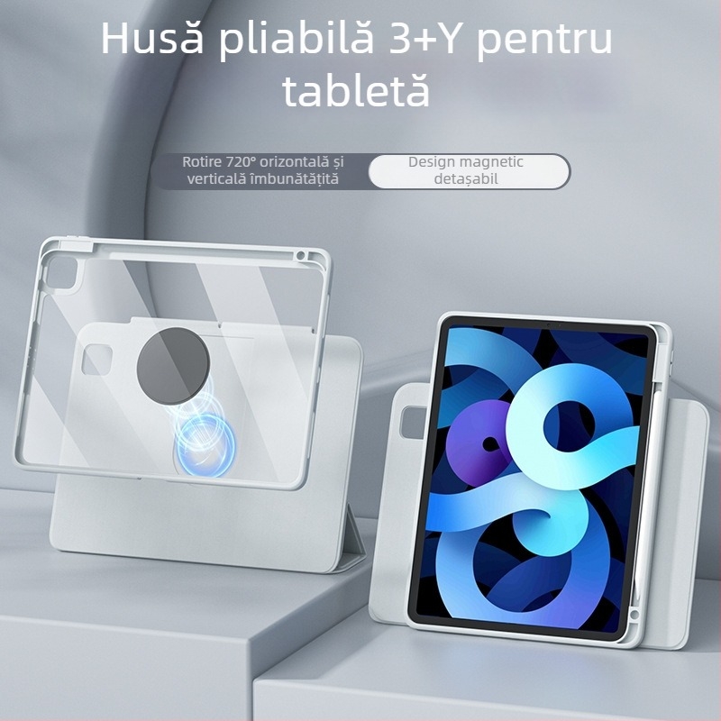 Carcasă protectoare pentru iPad Pro cu slot pentru stilou, atașare magnetică, TPU, design 2 în 1, disipare a căldurii, suport reglabil