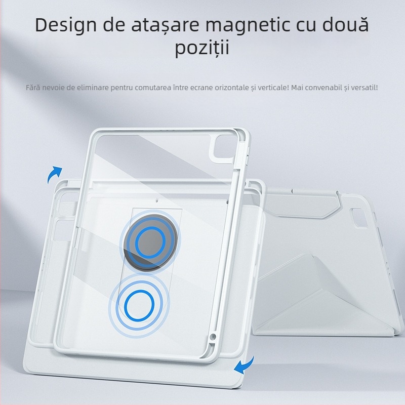 Carcasă protectoare pentru iPad Pro cu slot pentru stilou, atașare magnetică, TPU, design 2 în 1, disipare a căldurii, suport reglabil
