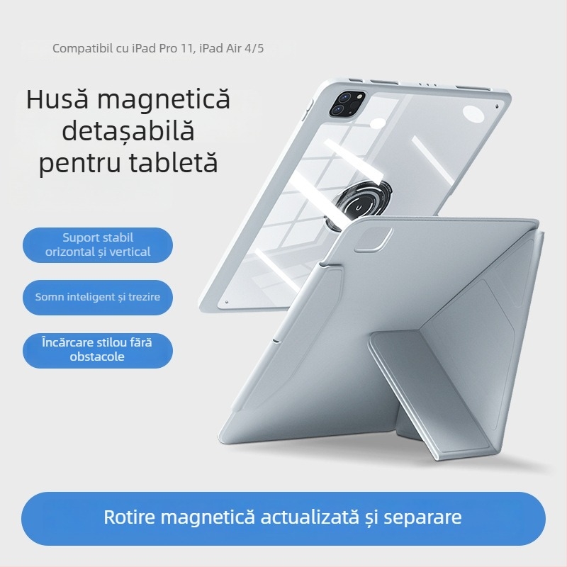 Carcasă protectoare pentru iPad Pro cu slot pentru stilou, atașare magnetică, TPU, design 2 în 1, disipare a căldurii, suport reglabil