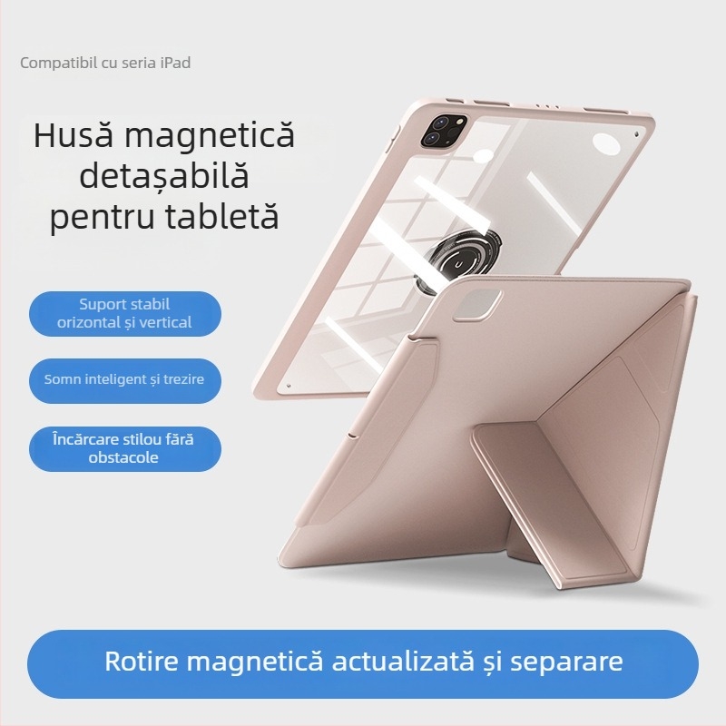 Carcasă protectoare pentru iPad Pro cu slot pentru stilou, atașare magnetică, TPU, design 2 în 1, disipare a căldurii, suport reglabil