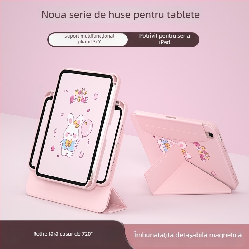 Carcasă protectoare pentru iPad Pro cu slot pentru stilou, atașare magnetică, TPU, design 2 în 1, disipare a căldurii, suport reglabil