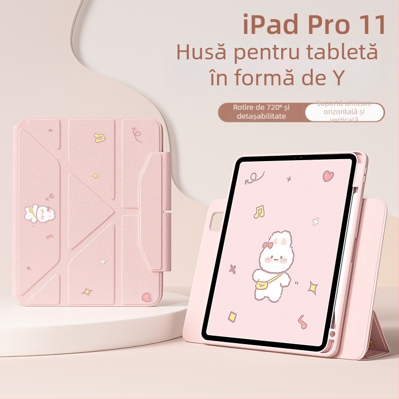 Carcasă protectoare pentru iPad Pro cu slot pentru stilou, atașare magnetică, TPU, design 2 în 1, disipare a căldurii, suport reglabil