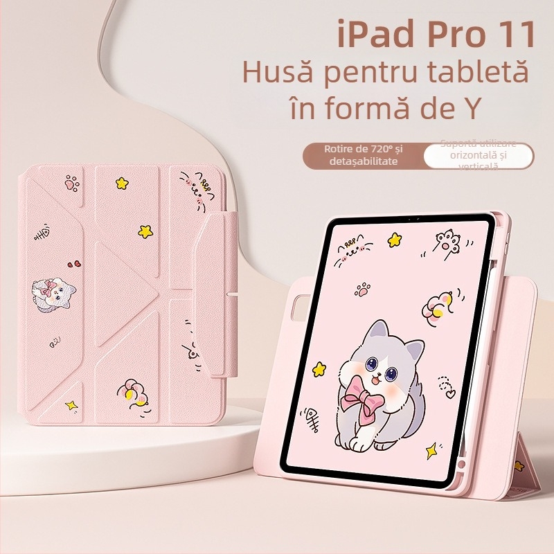 Carcasă protectoare pentru iPad Pro cu slot pentru stilou, atașare magnetică, TPU, design 2 în 1, disipare a căldurii, suport reglabil