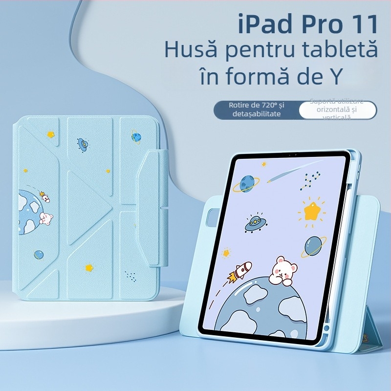 Carcasă protectoare pentru iPad Pro cu slot pentru stilou, atașare magnetică, TPU, design 2 în 1, disipare a căldurii, suport reglabil