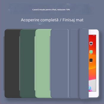Husă de protecție din silicon pentru iPad, capac pliabil cu textură embosată, rezistentă la șocuri, uzură și amprente; compatibilă cu dispozitive Apple