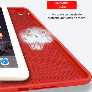 Husă de protecție din silicon pentru iPad, capac pliabil cu textură embosată, rezistentă la șocuri, uzură și amprente; compatibilă cu dispozitive Apple