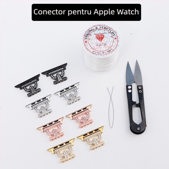 Conector cataramă cu mărgele pentru curea Apple Watch – metal, închidere snap, dimensiune interfețe personalizată, 10 g