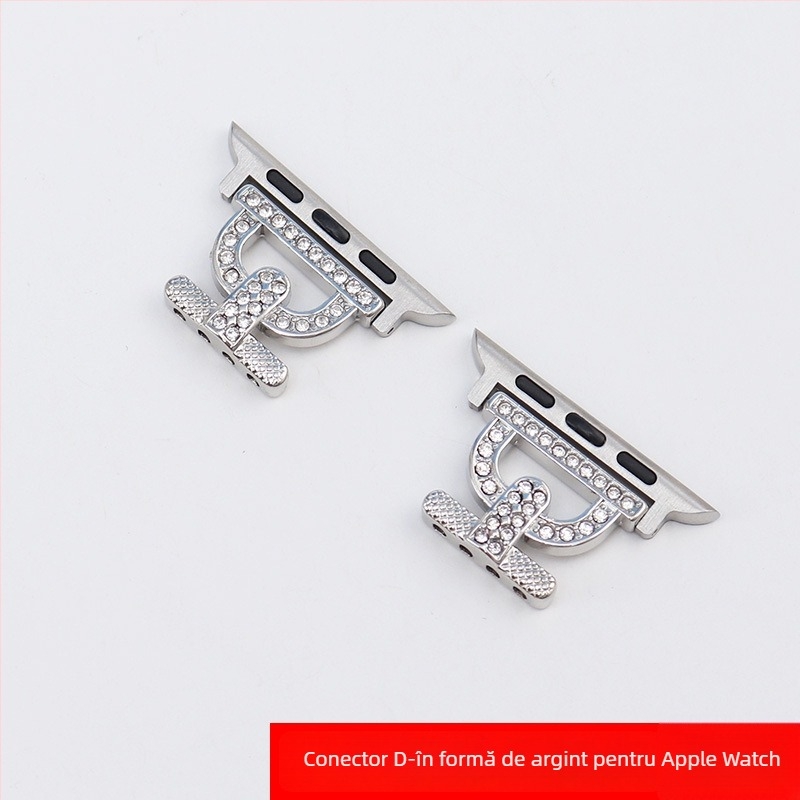 Conector cataramă cu mărgele pentru curea Apple Watch – metal, închidere snap, dimensiune interfețe personalizată, 10 g